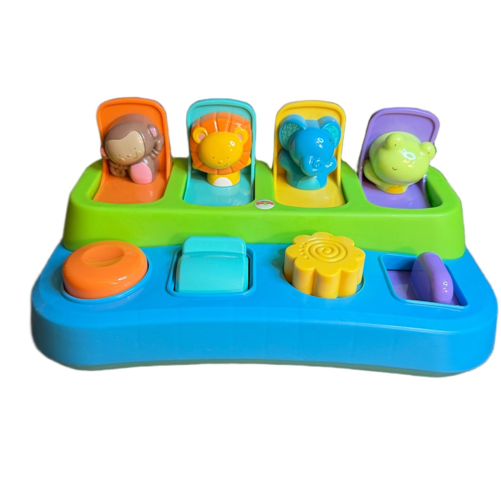 Fisher-Price Pop-Up Friends Activity Toy Animal Monkey Lion Elephant Frog